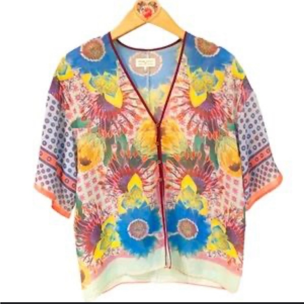 Anthropologie Dream Daily Top Dreamed Up Taylor Made Printed Button Up B…